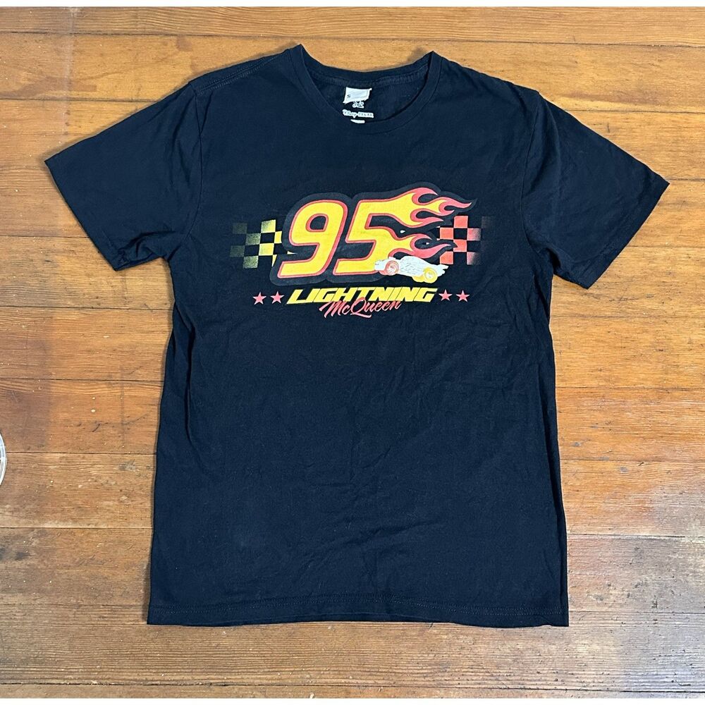 Disney Pixar Lightning McQueen Men’s T-Shirt – Small – Black – 100% Cotton
